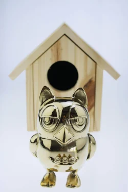 Muebon - F-14 (2018) Brass Sculpture with Birdhouse