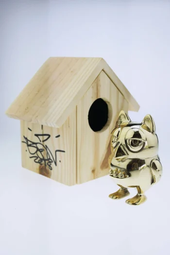 Muebon - F-14 (2018) Brass Sculpture with Birdhouse - Image 2